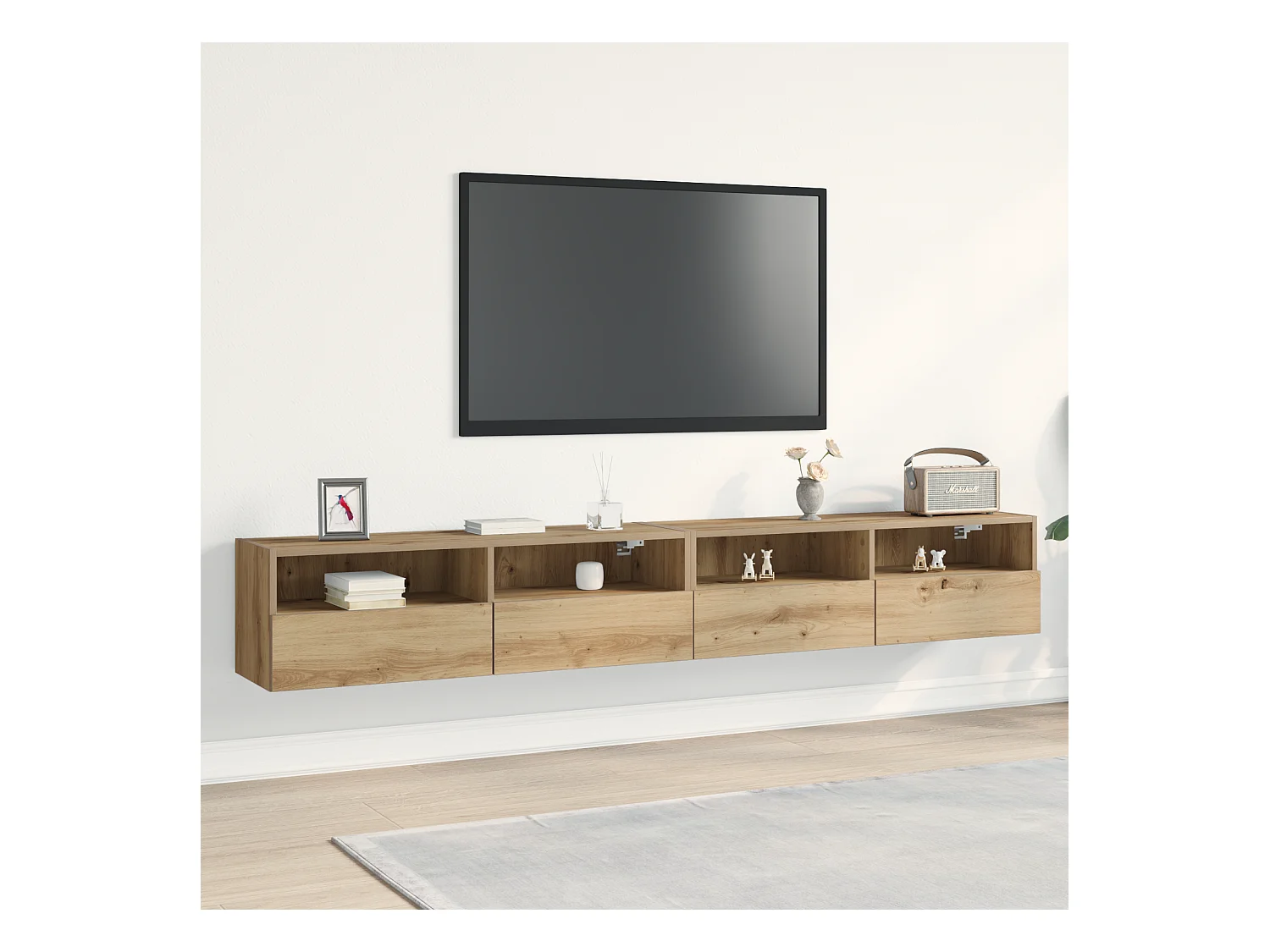 Mueble de TV | Mueble de salón Montado en la Pared 2 pcs Roble artisan