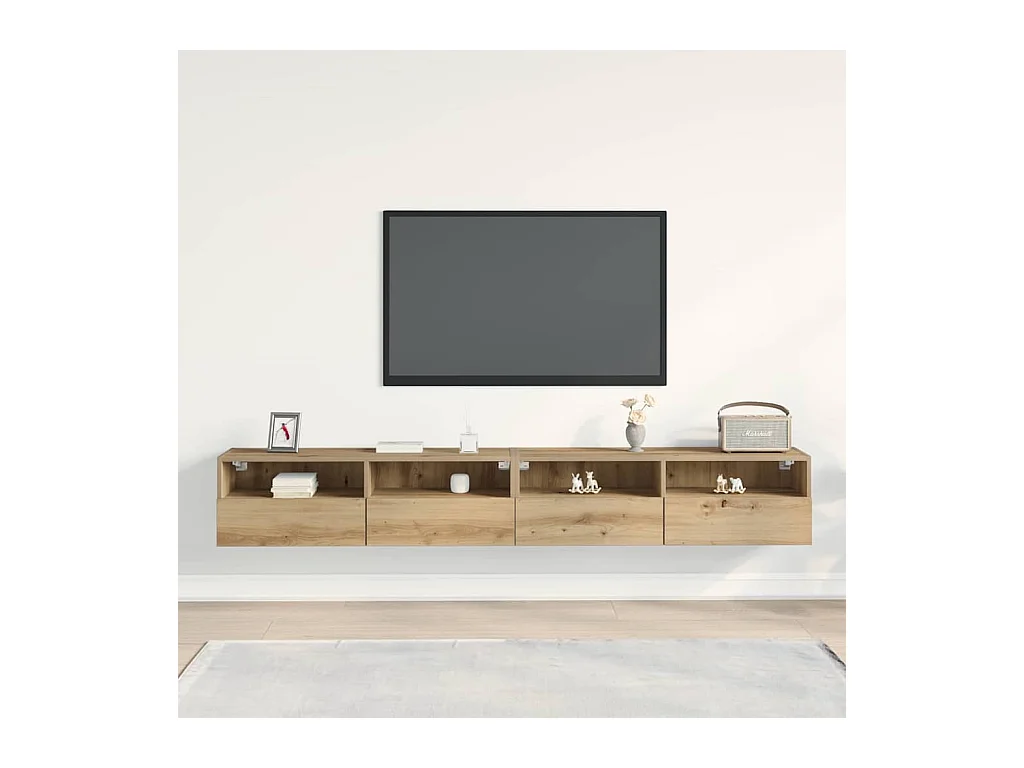 Mueble de TV | Mueble de salón Montado en la Pared 2 pcs Roble artisan