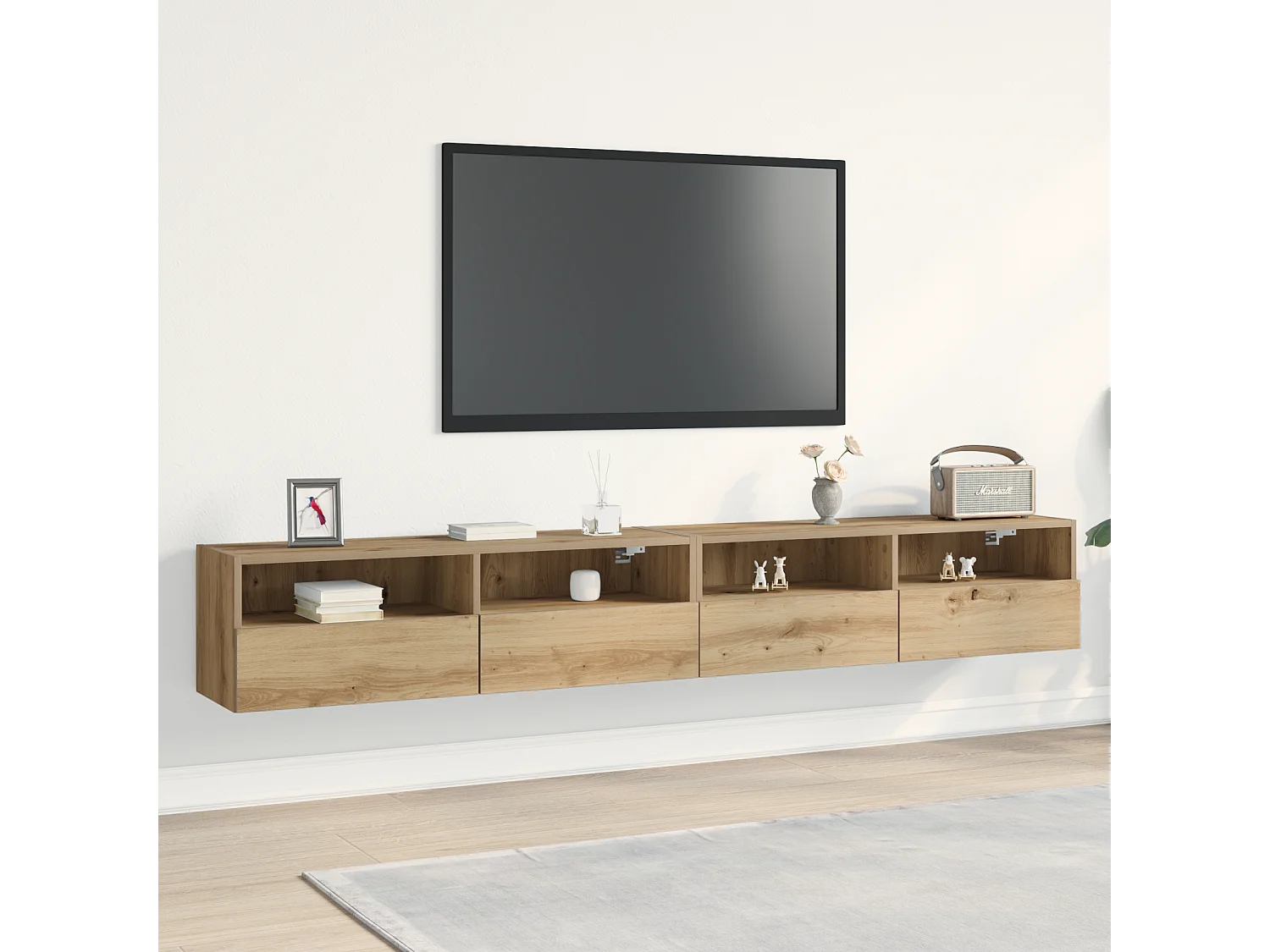 Mueble de TV | Mueble de salón Montado en la Pared 2 pcs Roble artisan
