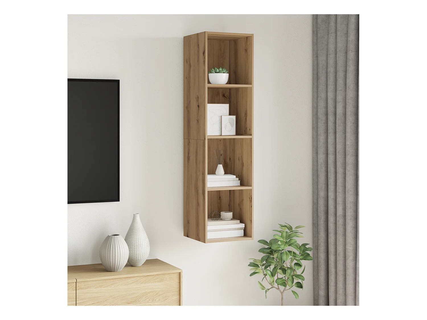 Mobile TV | Armadietto TV rovere artigianale 37 x 37 x 142.5 cm