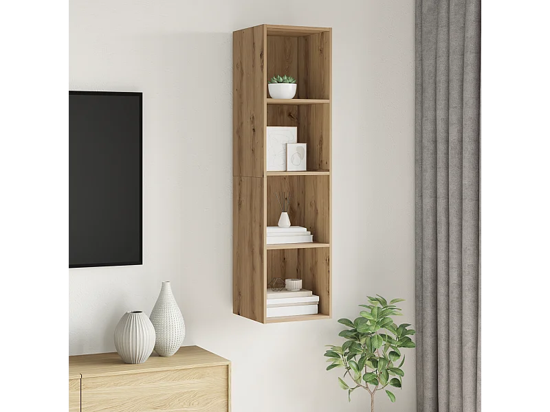 TV-kast | Tv-meubel | Tv-Bank artisanaal eikenkleurig 37 x 37 x 142.5 cm Bewerkt hout