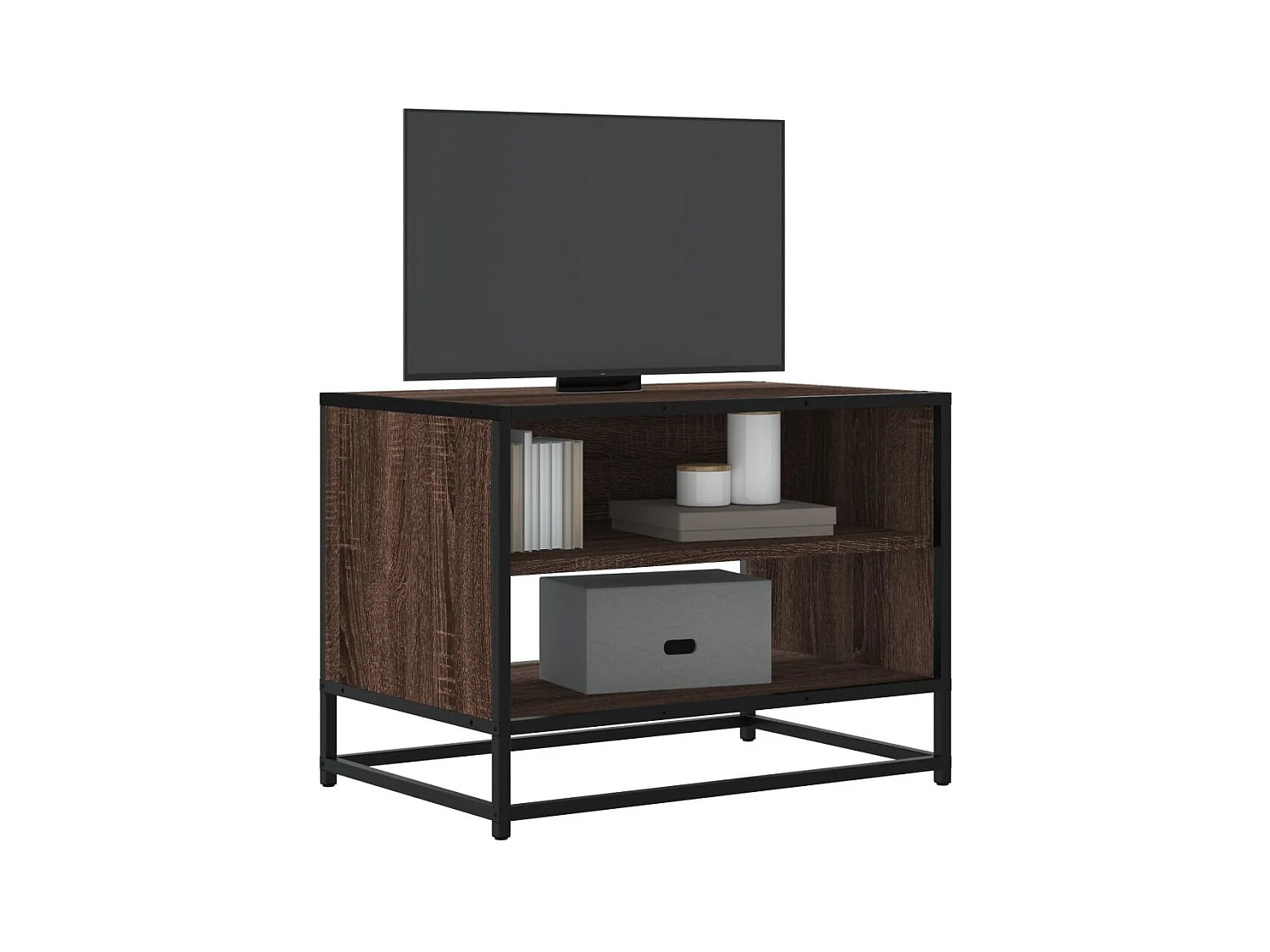 Tv-meubel | Tv-Bank | TV-kast61x40x46 cm bewerkt hout metaal bruin eikenkleur