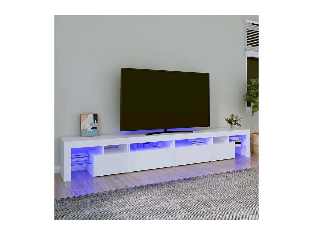 Mueble de TV | Mueble de salón con luces LED blanco 260x36,5x40 cm
