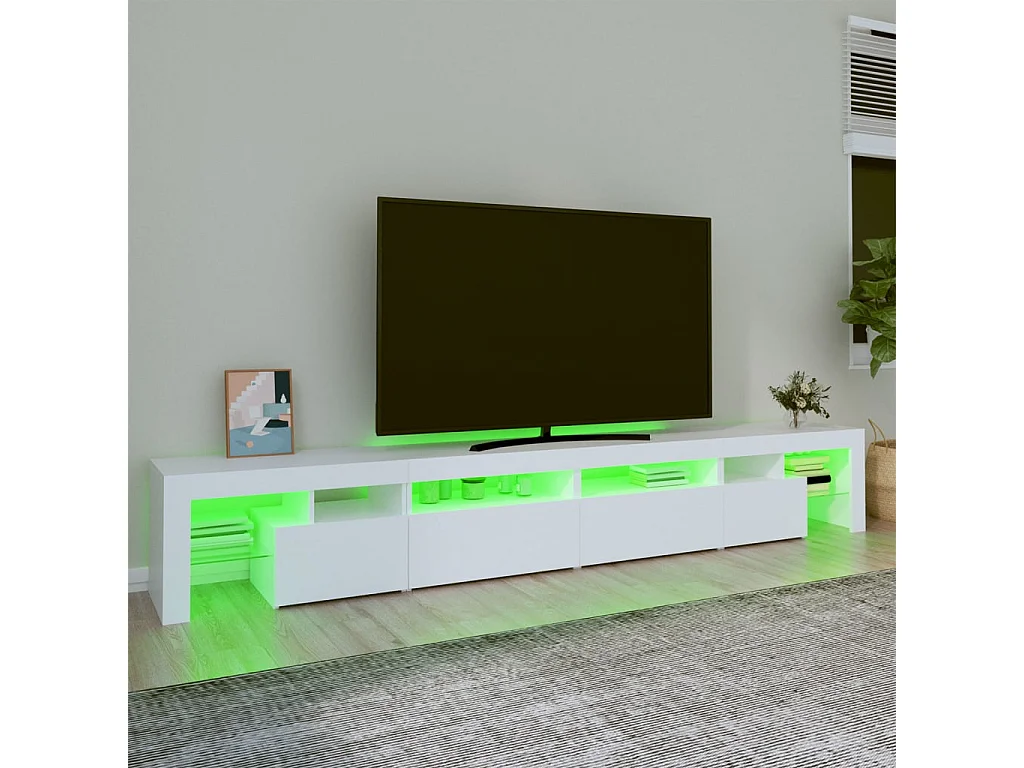 Meuble TV | Banc TV | Armoire TV avec lumières LED Blanc 260x36,5x40 cm
