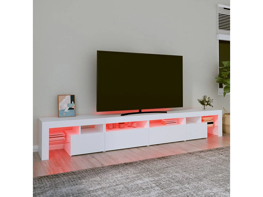 Meuble TV | Banc TV | Armoire TV avec lumières LED Blanc 260x36,5x40 cm