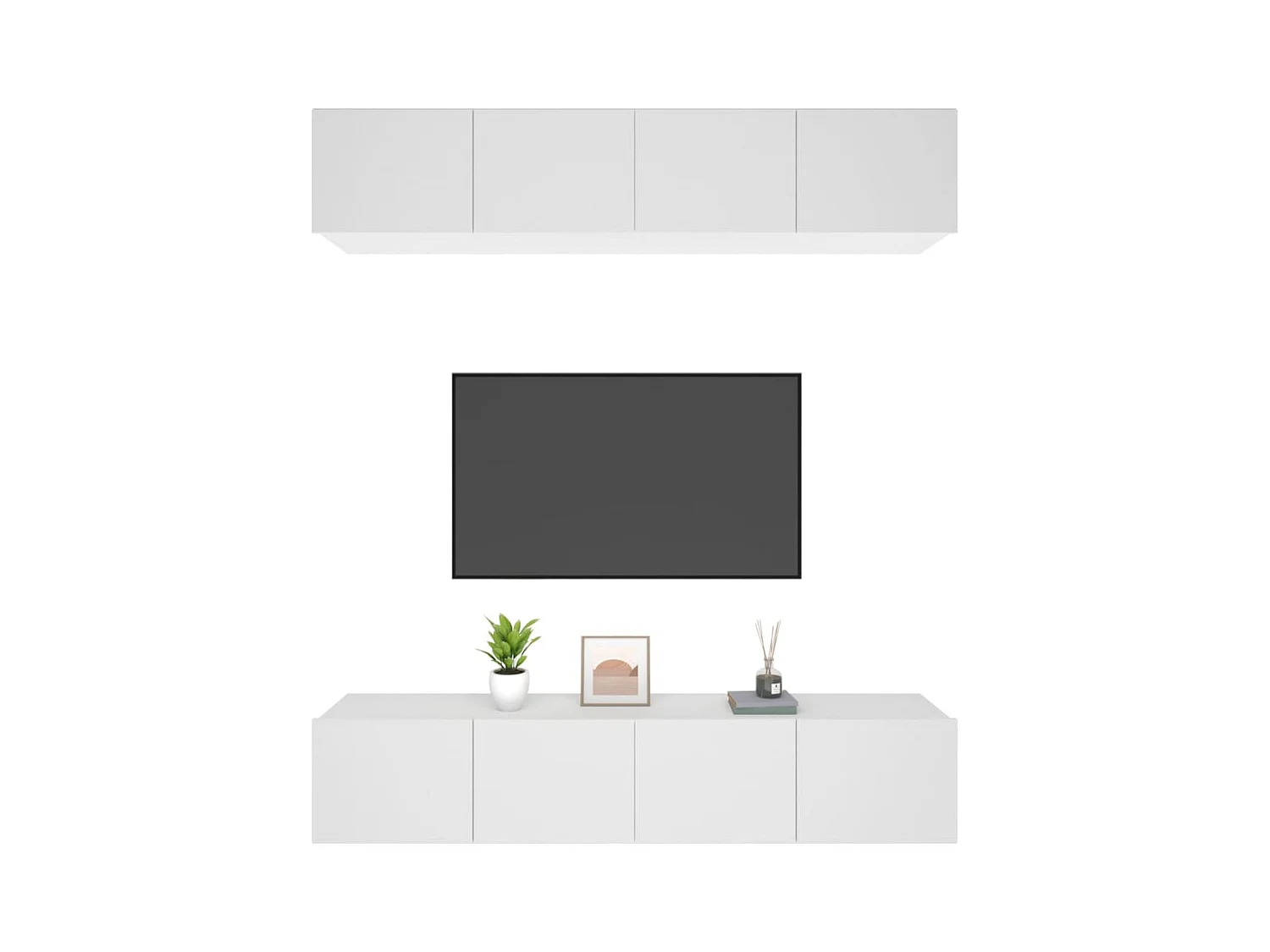muebles para TV  | Gabinetes de TV |  Muebles de salón 4 uds madera contrachapada blanco 80x30x30 cm