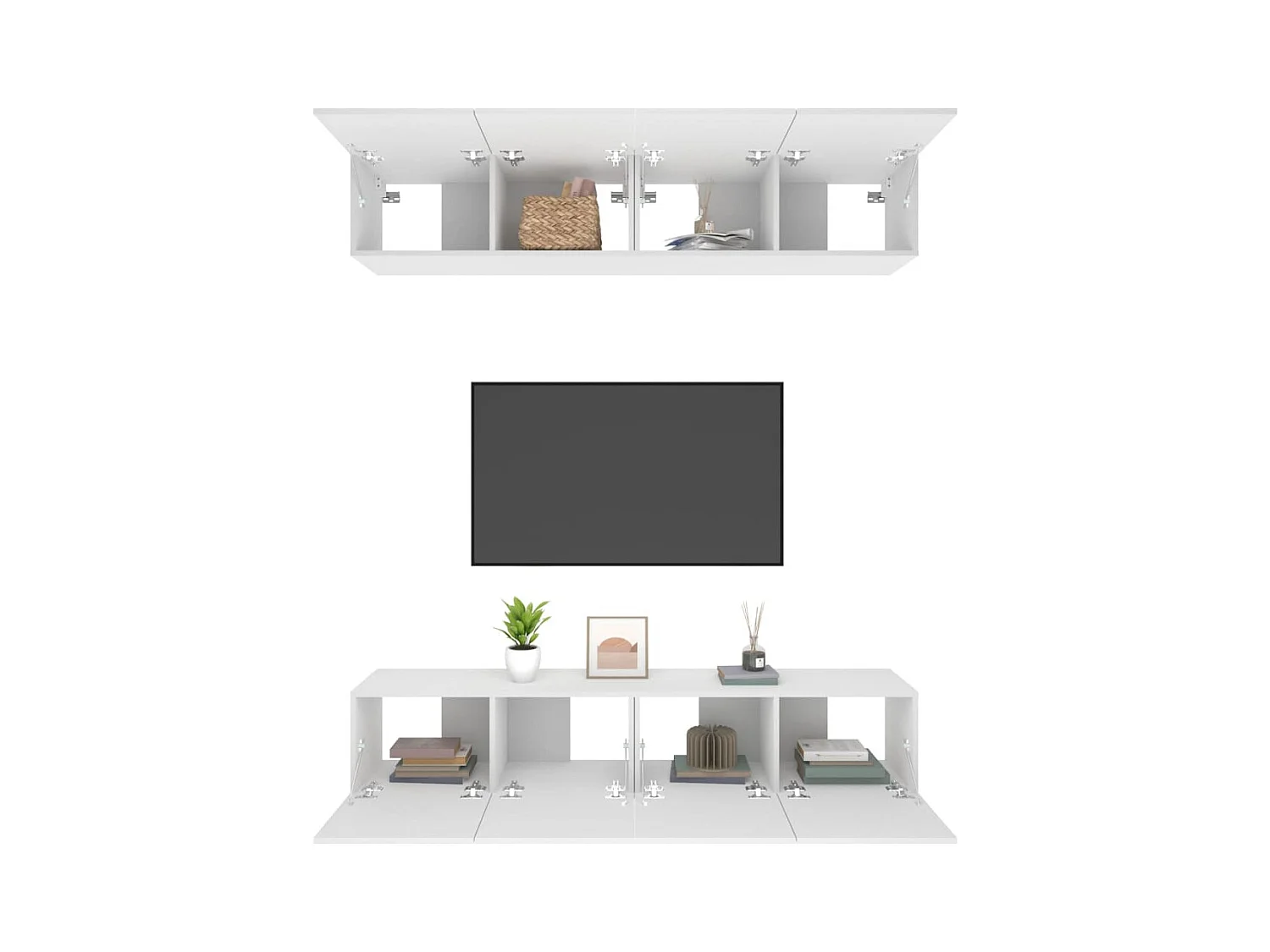 muebles para TV  | Gabinetes de TV |  Muebles de salón 4 uds madera contrachapada blanco 80x30x30 cm