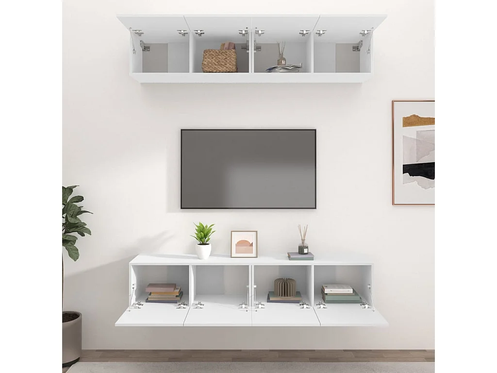 Meubles TV | Bancs TV | Armoires TV 4 pcs blanc 80x30x30 cm bois d'ingénierie