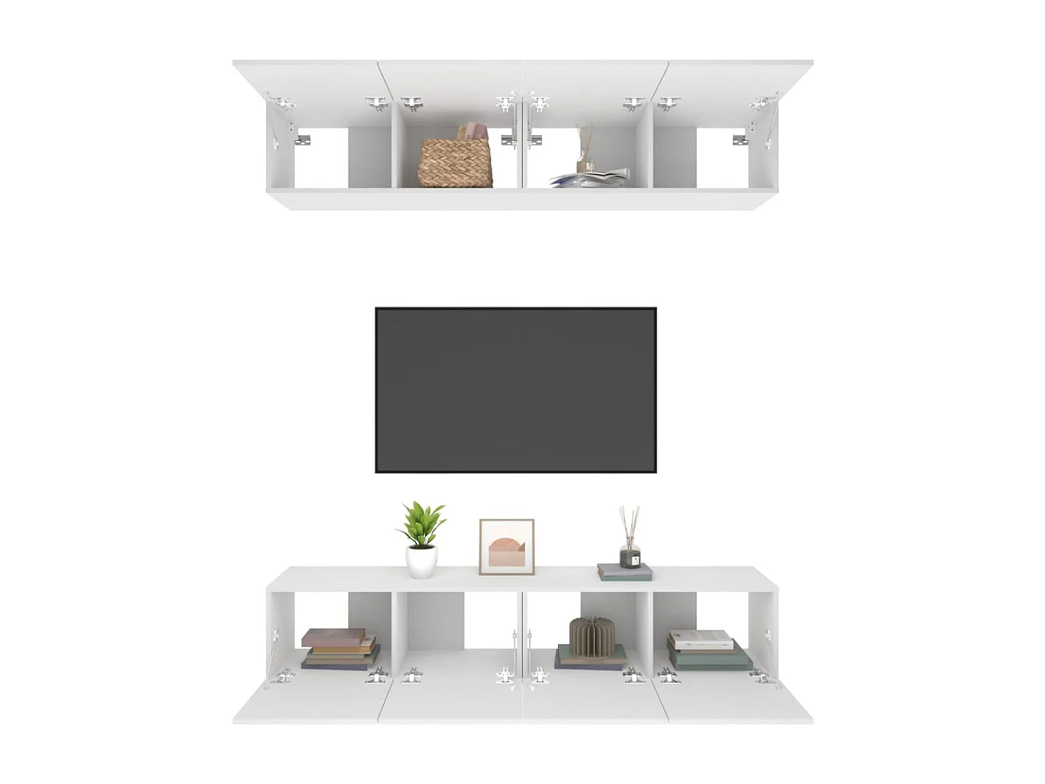 Meubles TV | Bancs TV | Armoires TV 4 pcs blanc 80x30x30 cm bois d'ingénierie