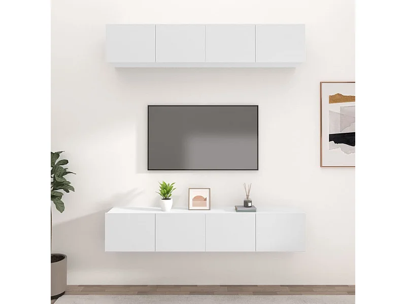 Meubles TV | Bancs TV | Armoires TV 4 pcs blanc 80x30x30 cm bois d'ingénierie