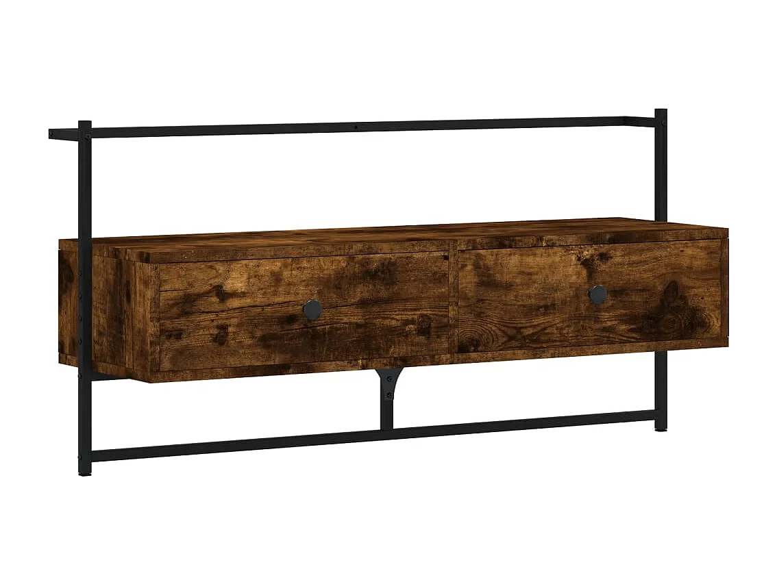 Meuble TV | Banc TV | Armoire TV mural chêne fumé 100,5x30x51 cm bois d'ingénierie
