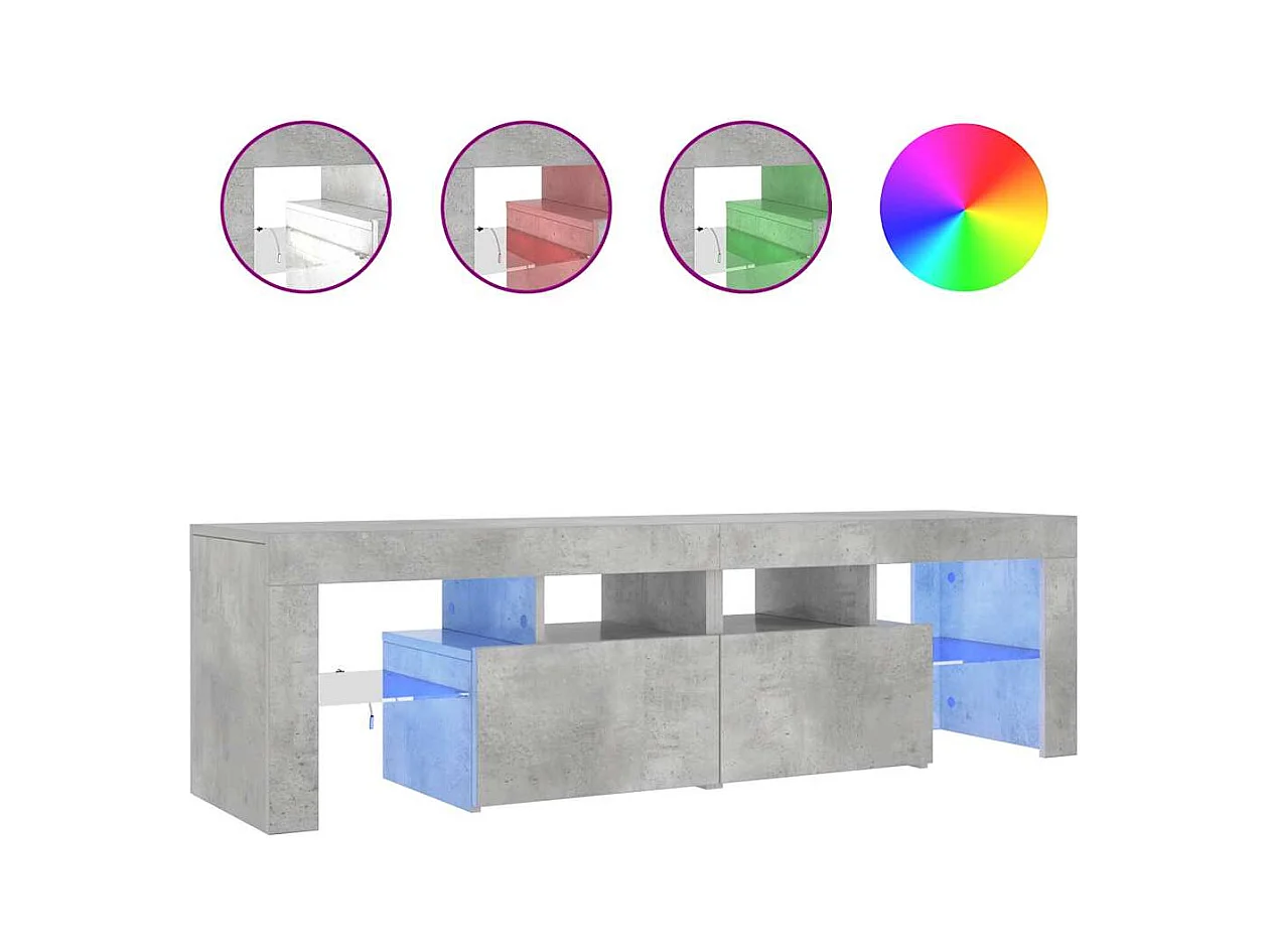 Mueble de TV | Mueble de salón con luces LED gris hormigón 140x36,5x40 cm