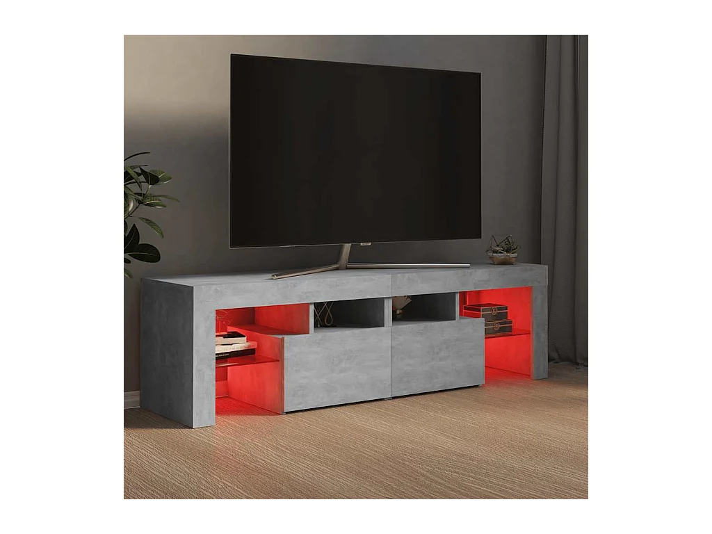 Mueble de TV | Mueble de salón con luces LED gris hormigón 140x36,5x40 cm