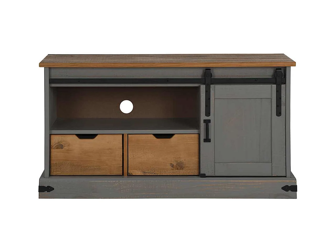 Mueble de TV | Mueble de salón HALDEN con puerta corredera gris 110x40x60 cm