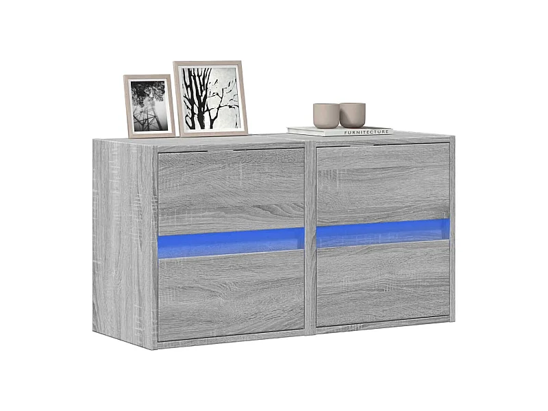 Tv-wandmeubels | Tv-Banken | TV-kasten met LED 2 st 41x31x45 cm grijs sonoma eikenkleur