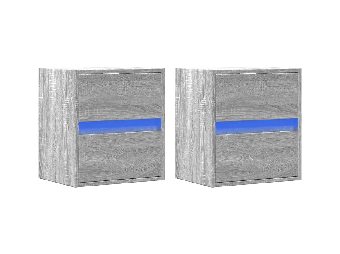 Tv-wandmeubels | Tv-Banken | TV-kasten met LED 2 st 41x31x45 cm grijs sonoma eikenkleur