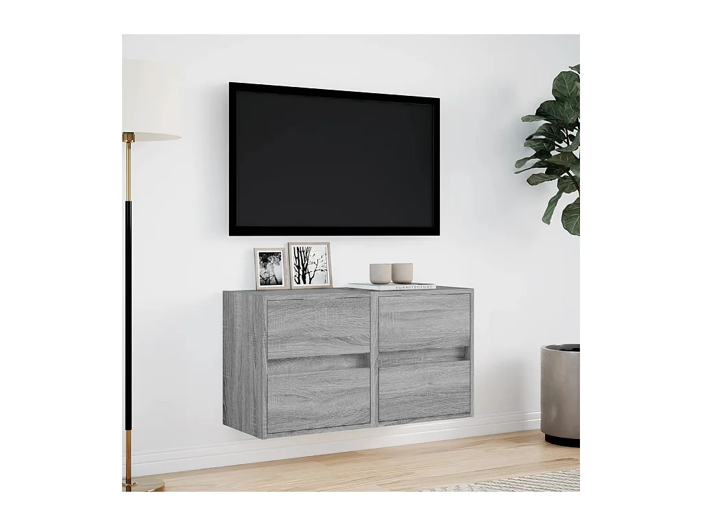 Tv-wandmeubels | Tv-Banken | TV-kasten met LED 2 st 41x31x45 cm grijs sonoma eikenkleur
