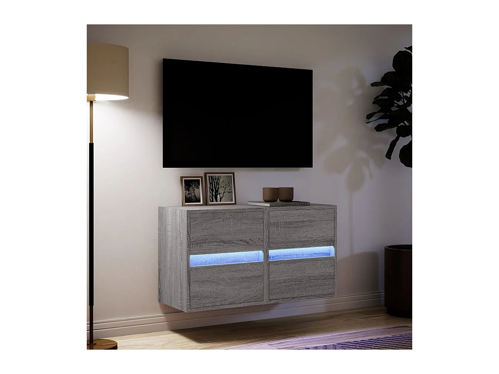 Tv-wandmeubels | Tv-Banken | TV-kasten met LED 2 st 41x31x45 cm grijs sonoma eikenkleur