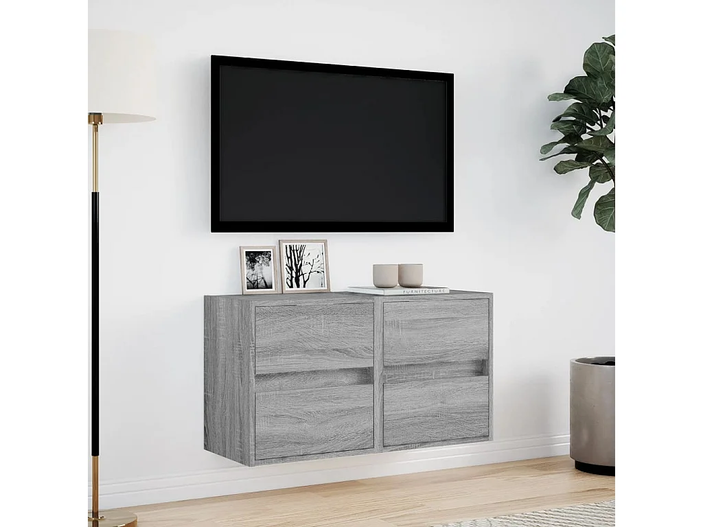 Meubles TV | Bancs TV | Armoires TV muraux et lumières LED 2 pcs sonoma gris 41x31x45 cm