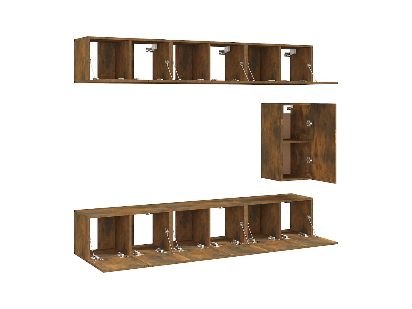 Set de muebles de TV | Gabinetes de TV |  Muebles de salón 7 pzas madera contrachapada roble ahumado