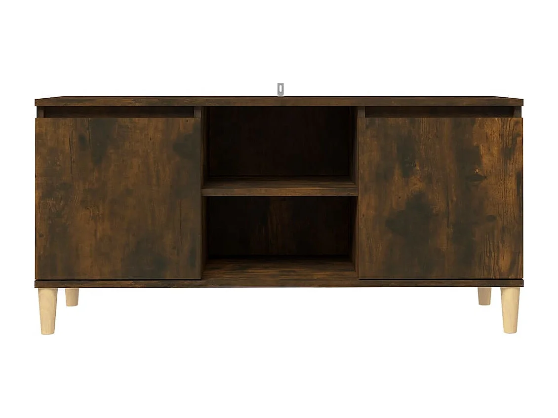 Meuble TV | Banc TV | Armoire TV avec pieds en bois solide Chêne fumé 103,5x35x50 cm