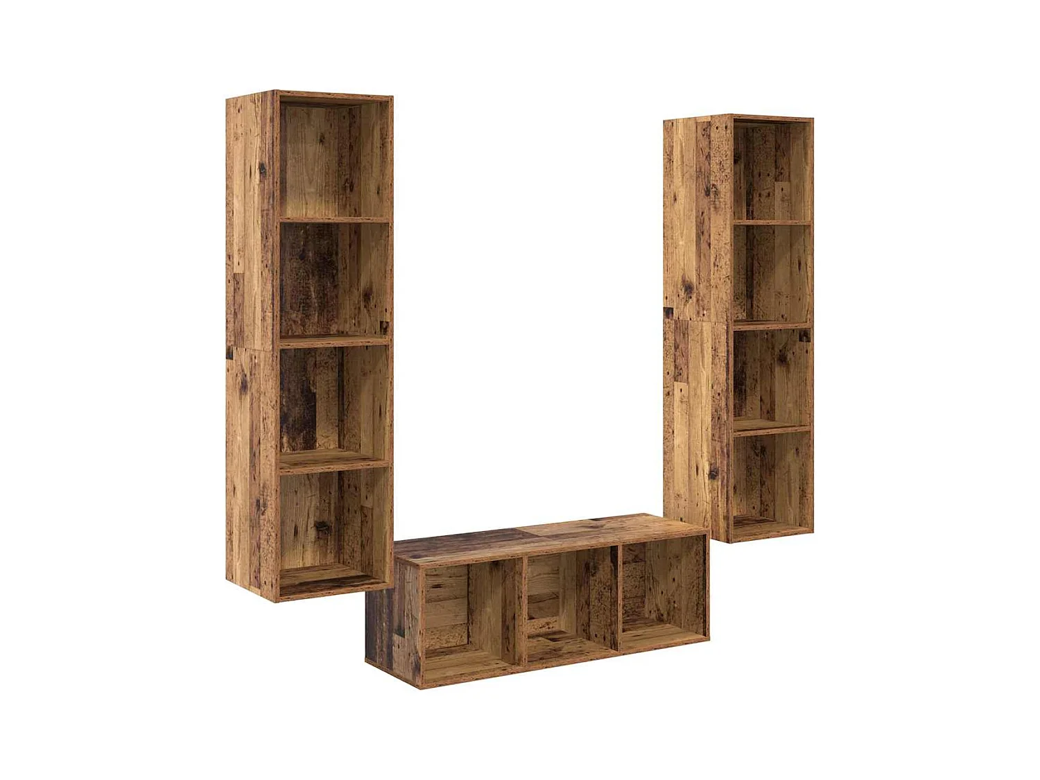TV-kast | Tv-meubel | Tv-Bank set 3 pcs Oud hout 37 x 37 x 142.5 cm Bewerkt hout