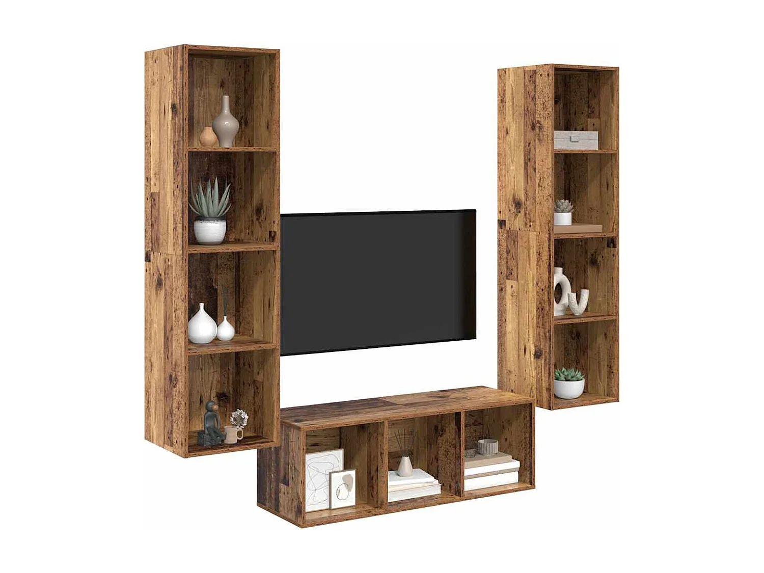 Ensemble de meubles TV | Bancs TV | Armoires TV 3 pcs Bois ancien 37 x 37 x 142.5 cm