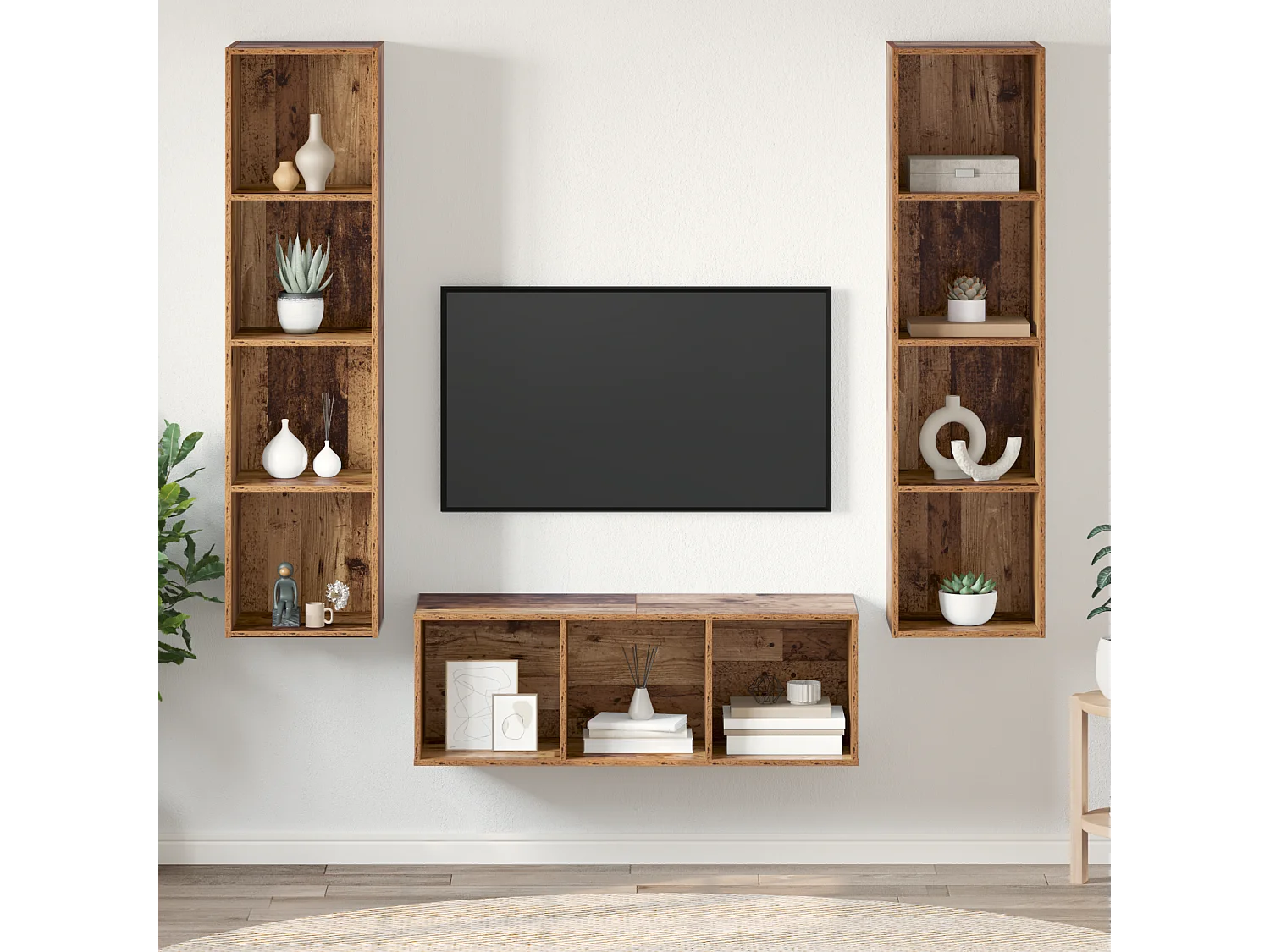 Ensemble de meubles TV | Bancs TV | Armoires TV 3 pcs Bois ancien 37 x 37 x 142.5 cm