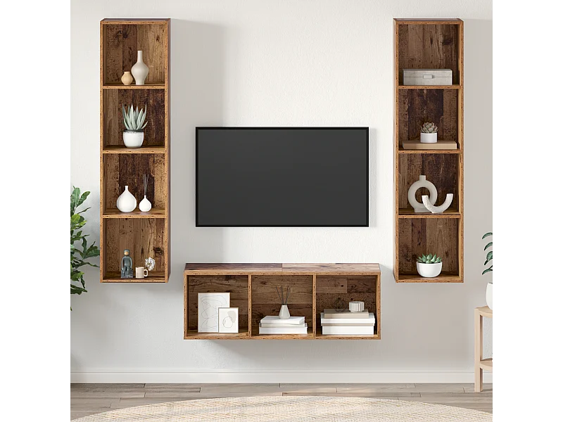 Ensemble de meubles TV | Bancs TV | Armoires TV 3 pcs Bois ancien 37 x 37 x 142.5 cm