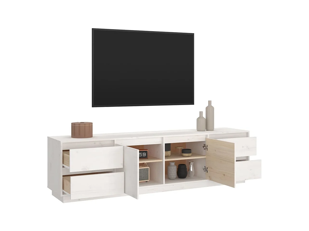 Mueble de TV | Mueble de salón madera maciza de pino blanco 176x37x47,5 cm