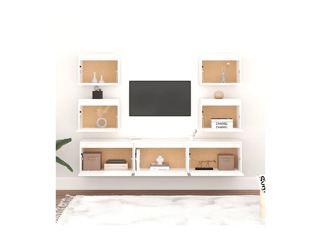 muebles para TV  | Gabinetes de TV |  Muebles de salón 7 piezas madera maciza de pino blanco