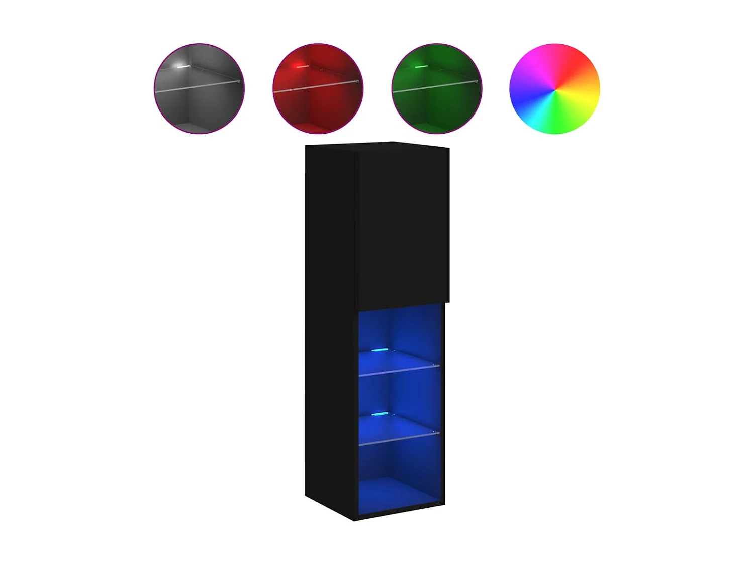 Meuble TV | Banc TV | Armoire TV avec lumières LED noir 30,5x30x102 cm