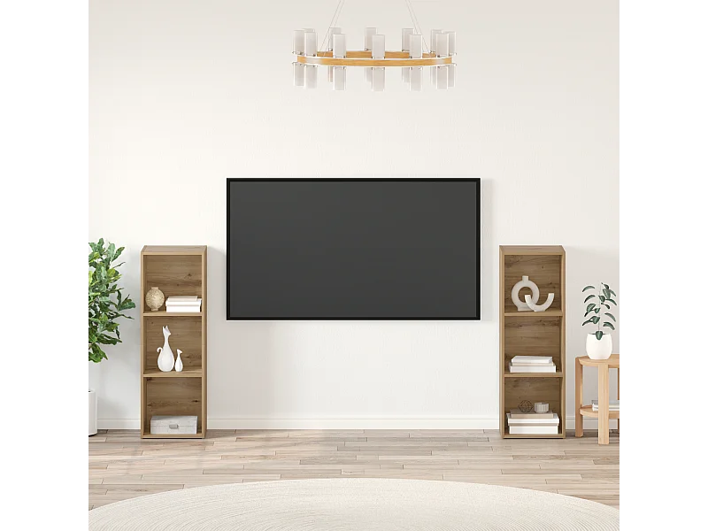 Tv-meubelset | Tv-Bank | TV-kast 2 pcs Ambachtelijk eiken 107 x 35 x 37 cm