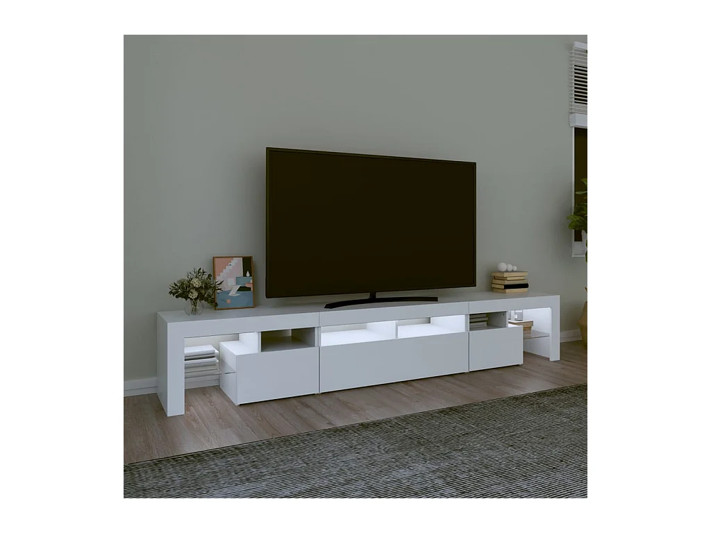 Mueble de TV | Mueble de salón con luces LED blanco 230x36,5x40 cm
