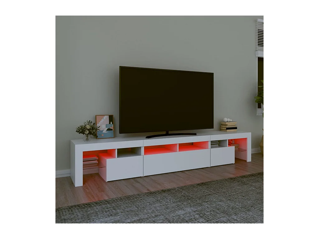 Mueble de TV | Mueble de salón con luces LED blanco 230x36,5x40 cm