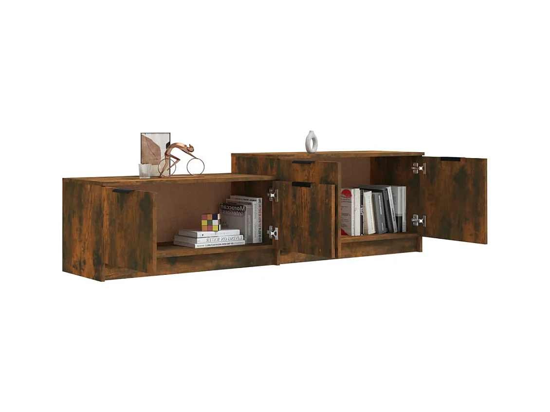 Mueble para TV  | Gabinete de TV |  Mueble de salón madera contrachapada roble ahumado 158,5x36x45cm