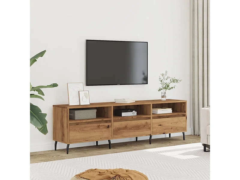 Tv-meubel | Tv-Bank | TV-kast150x30x44,5 cm bewerkt hout artisanaal eikenkleur