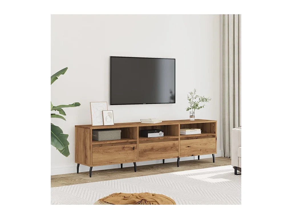 Tv-meubel | Tv-Bank | TV-kast150x30x44,5 cm bewerkt hout artisanaal eikenkleur