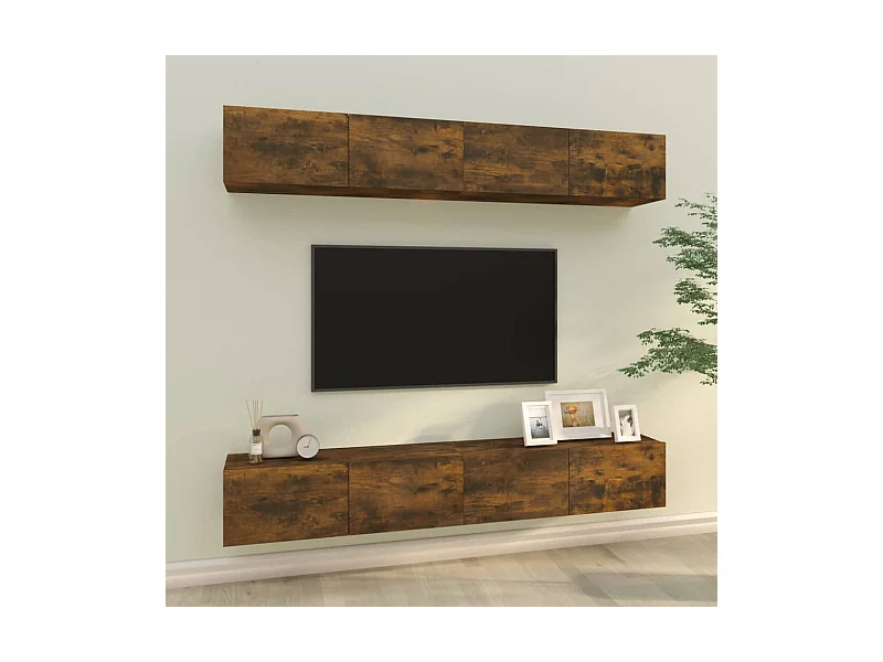 Meubles TV | Bancs TV | Armoires TV muraux 4 pcs chêne fumé 100x30x30 cm