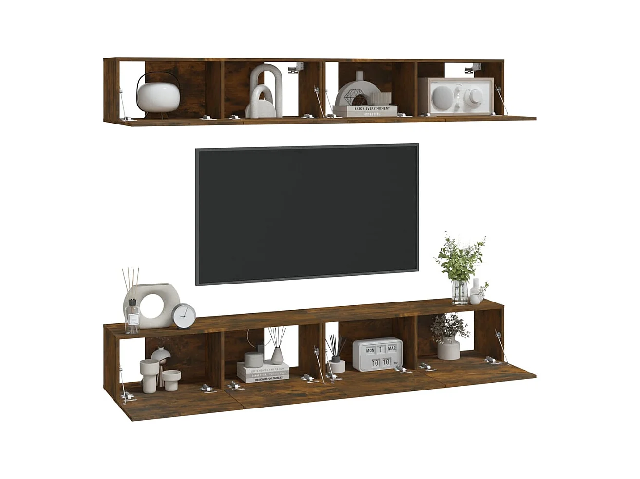 Meubles TV | Bancs TV | Armoires TV muraux 4 pcs chêne fumé 100x30x30 cm