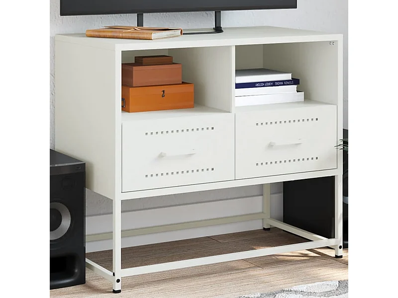 Mueble para TV  | Gabinete de TV |  Mueble de salón de acero blanco 68x39x60,5 cm