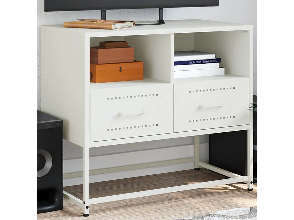 Meuble TV | Banc TV | Armoire TV blanc 68x39x60,5 cm acier