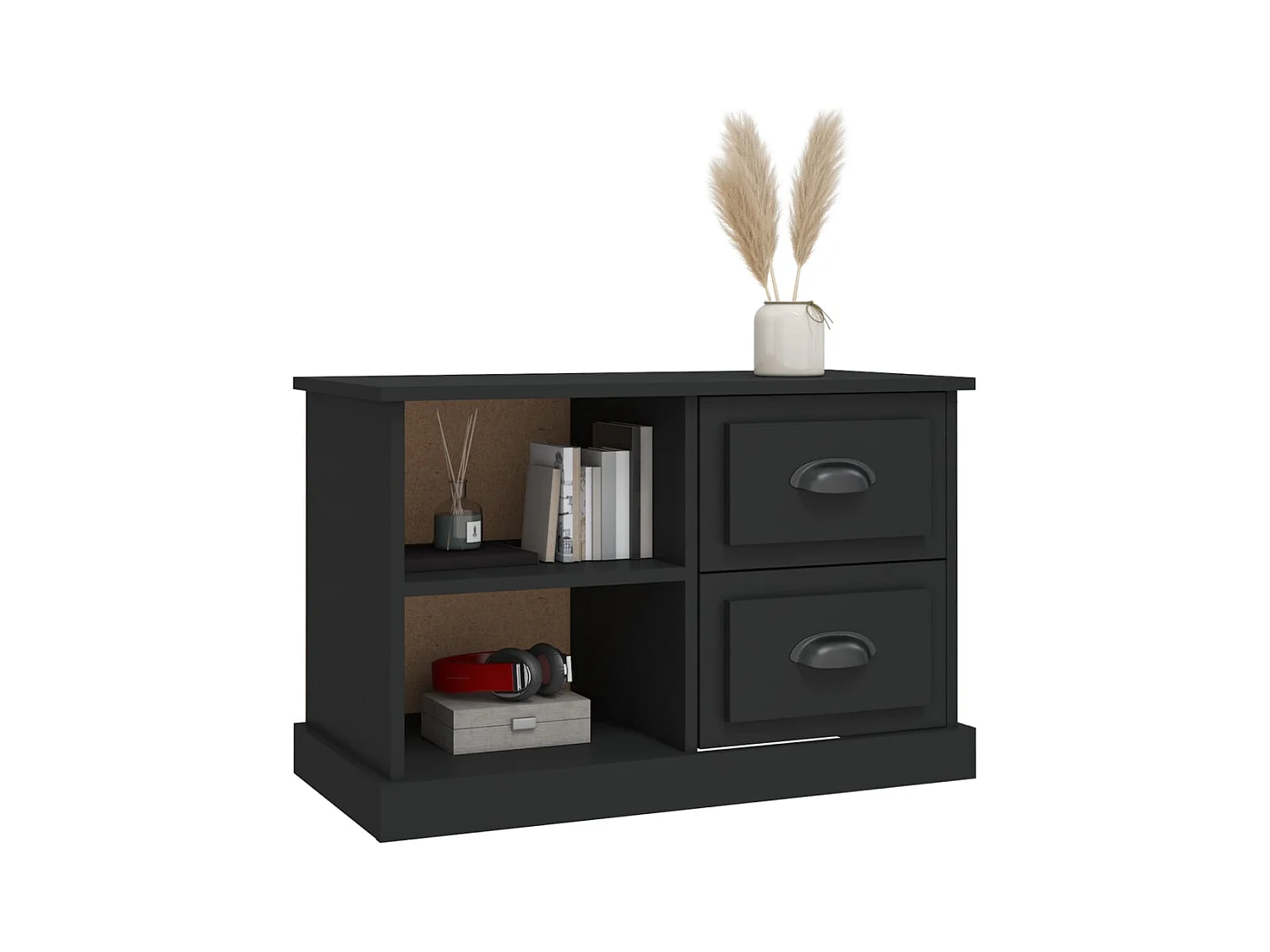 Mueble para TV  | Gabinete de TV |  Mueble de salón madera contrachapada negro 73x35,5x47,5 cm
