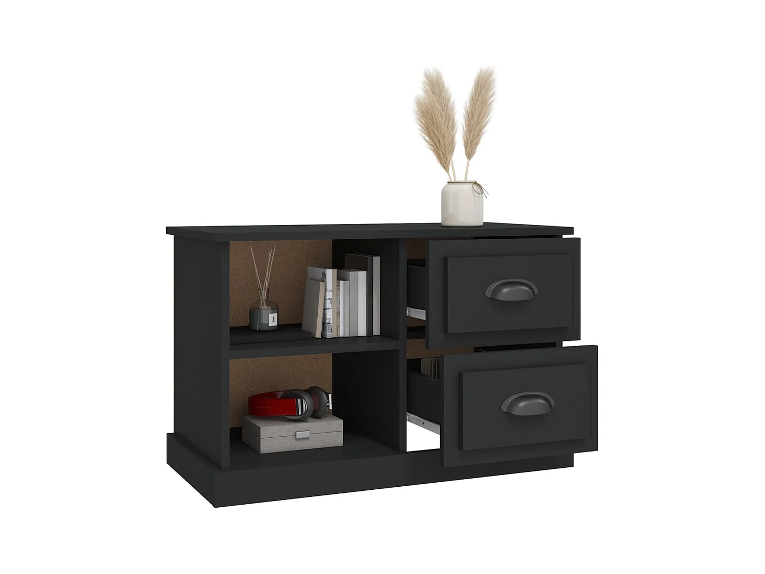 Mueble para TV  | Gabinete de TV |  Mueble de salón madera contrachapada negro 73x35,5x47,5 cm