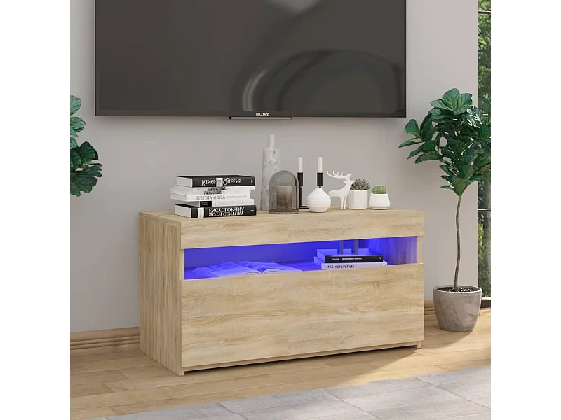 Mueble de TV | Mueble de salón con luces LED roble Sonoma 75x35x40 cm