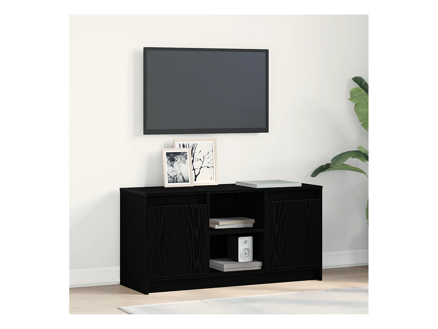 Gabinete de TV | Mueble de TV | Mueble de salón Negro 100 x 34 x 50 cm Madera contrachapada