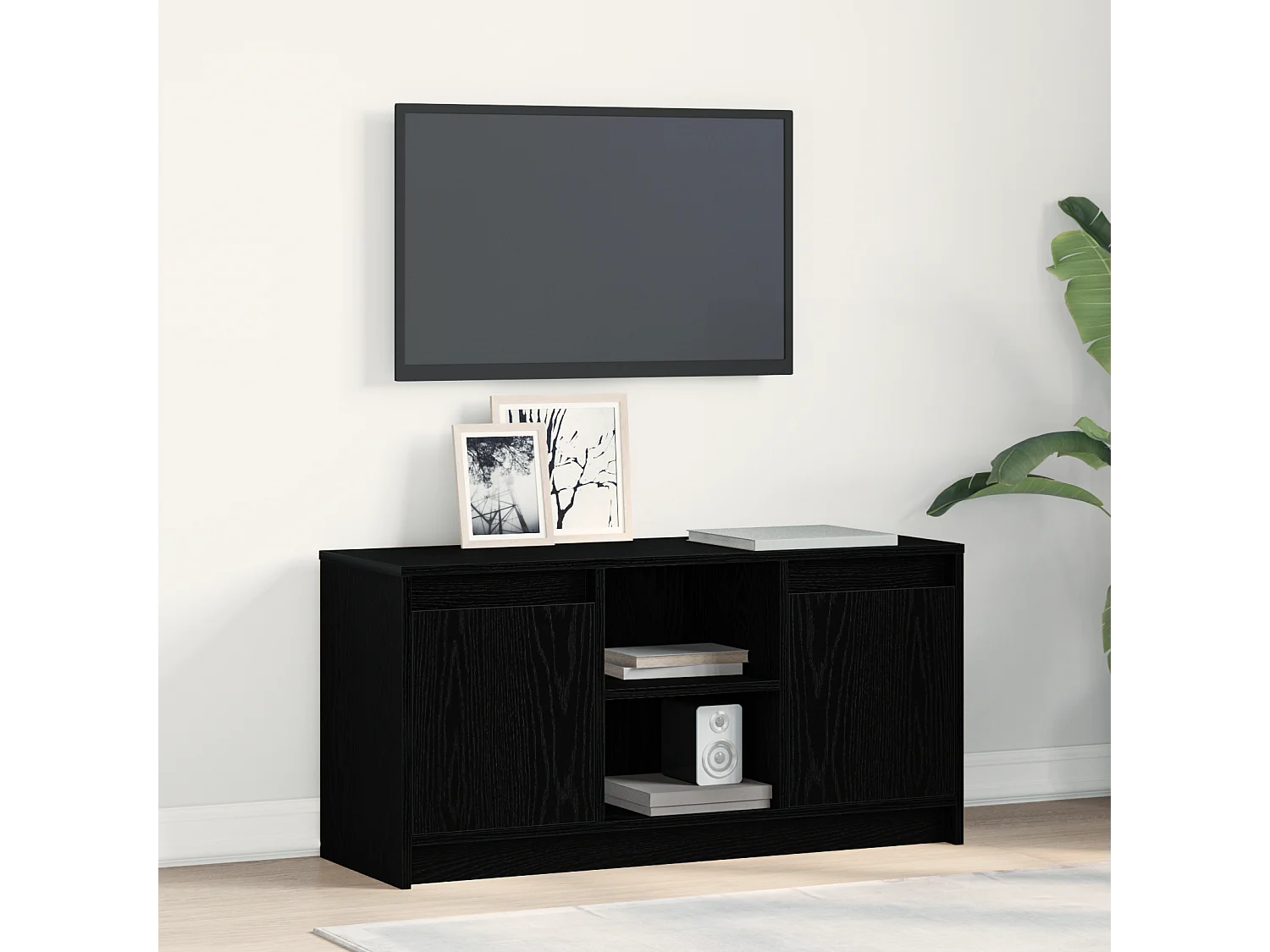 Gabinete de TV | Mueble de TV | Mueble de salón Negro 100 x 34 x 50 cm Madera contrachapada