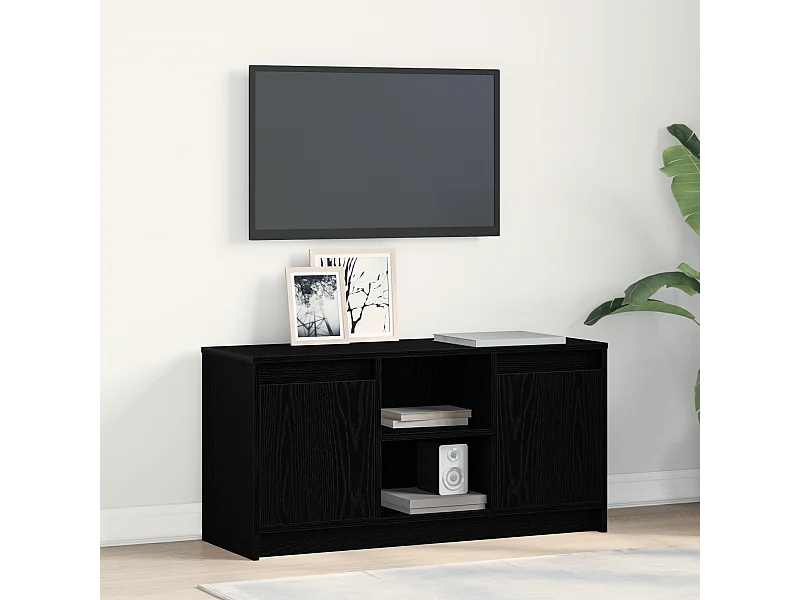Gabinete de TV | Mueble de TV | Mueble de salón Negro 100 x 34 x 50 cm Madera contrachapada