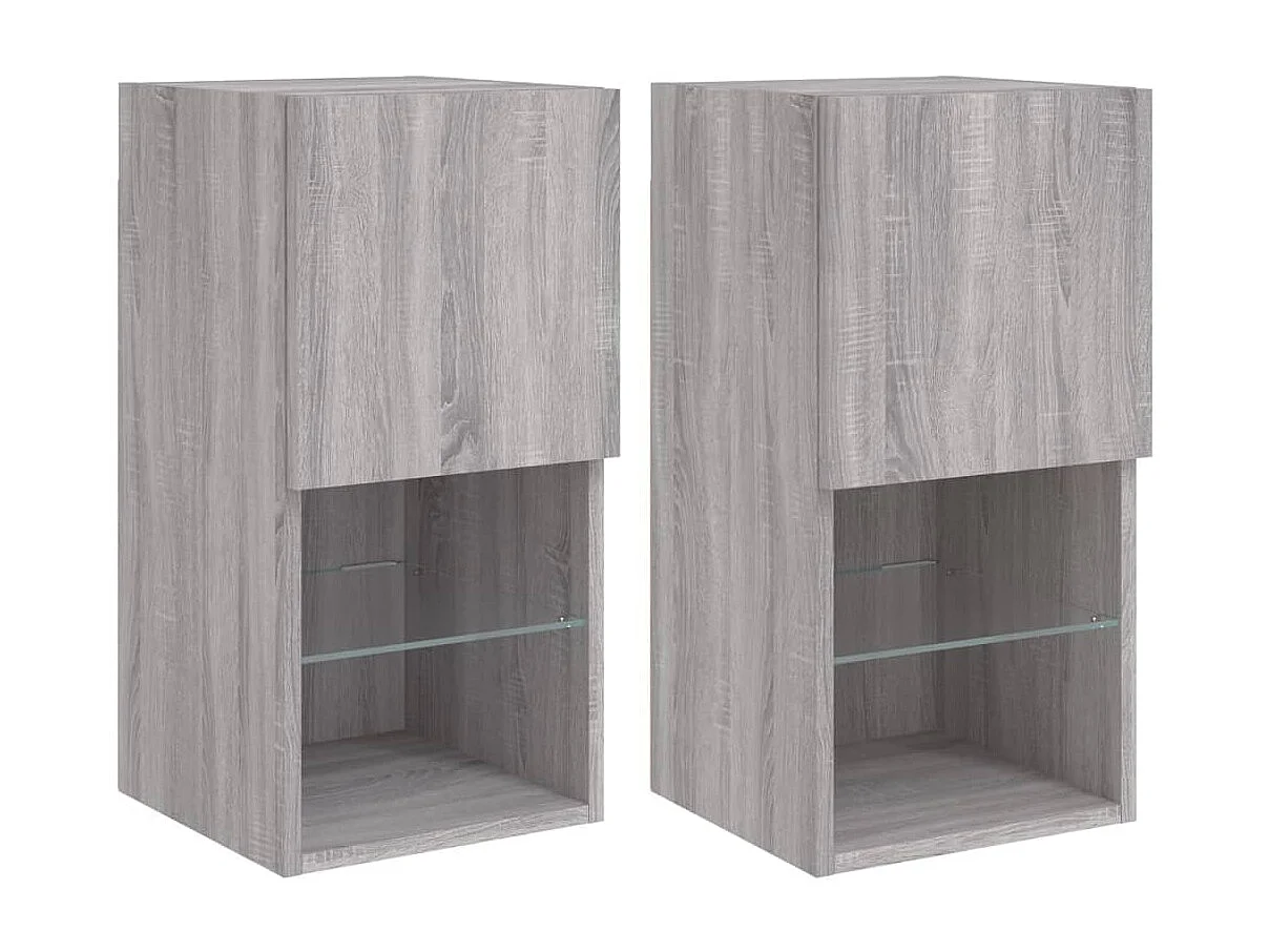 Meubles TV | Bancs TV | Armoires TV avec lumières LED 2 pcs sonoma gris 30,5x30x60 cm