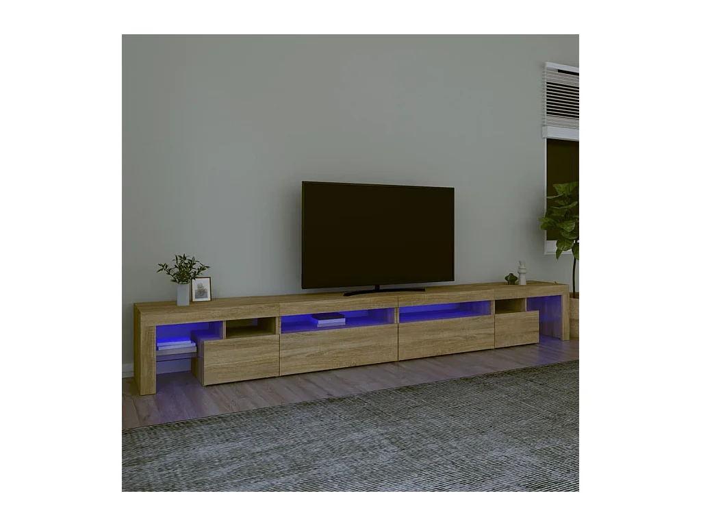 Mueble de TV | Mueble de salón con luces LED color roble Sonoma 290x36,5x40 cm